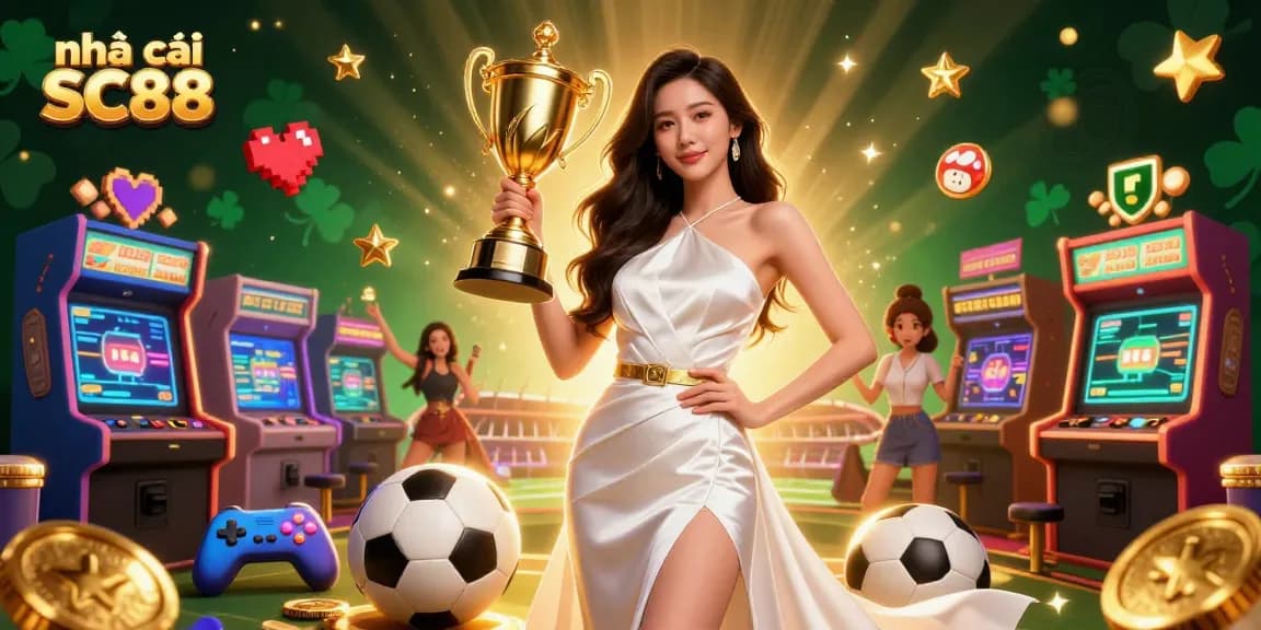 Win big at nhà cái SC88 with vibrant sports betting illustration and casino elements.