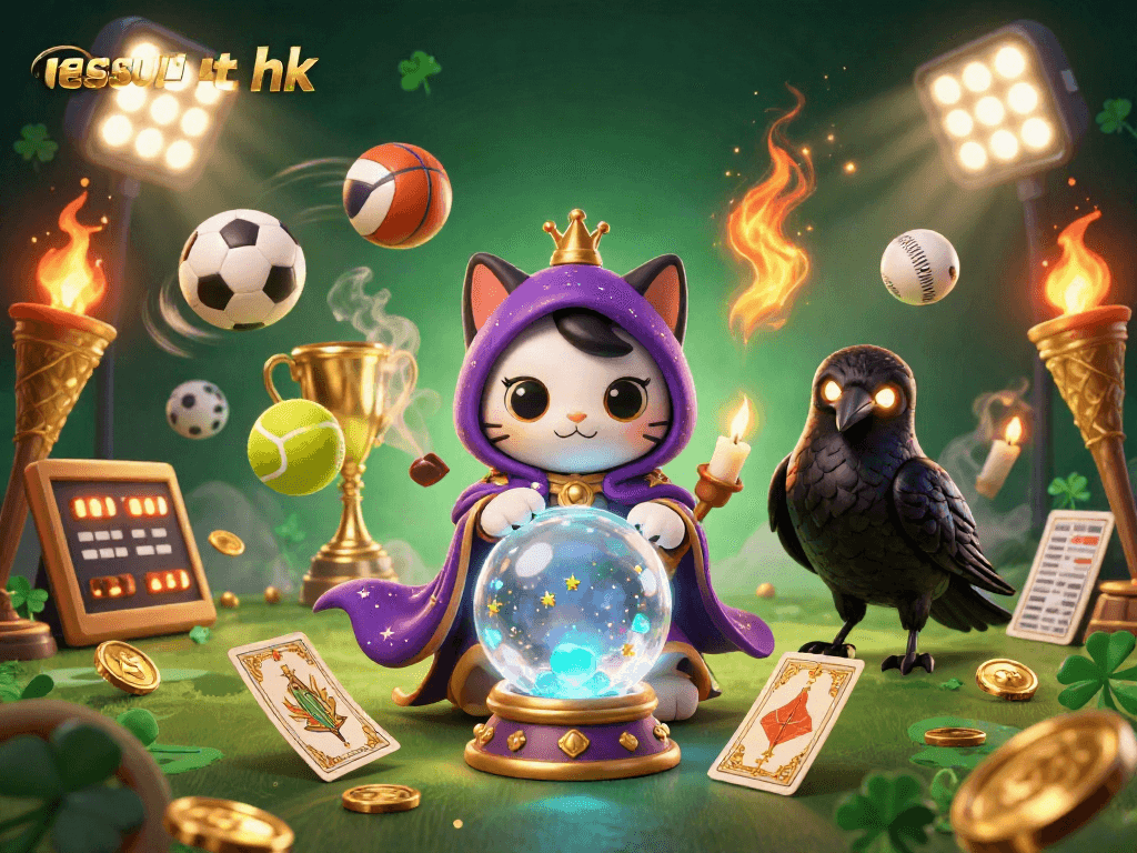 Engaging illustration showcases sports elements and mystic characters, capturing the essence of result hk.