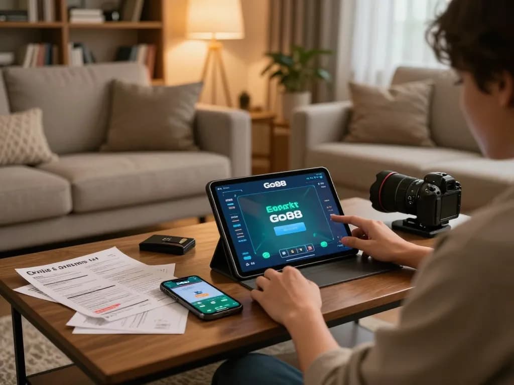 Play Go88 on tablet from a cozy home setup, highlighting a relaxing gaming experience with strategic elements