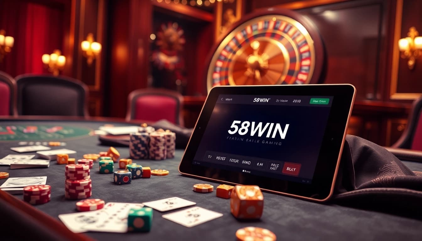 Engaging scene at https://58win.cafe/ with vibrant casino elements and high-stakes atmosphere.