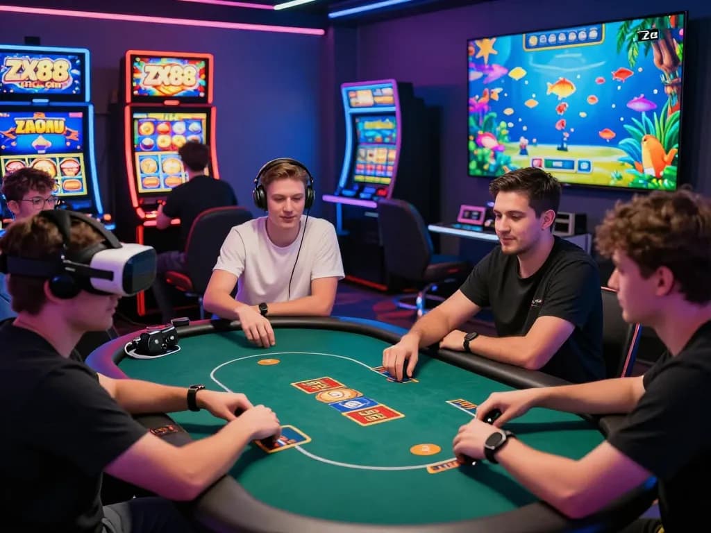Engaging players at zx88.com enjoying vibrant online casino games in a lively atmosphere.