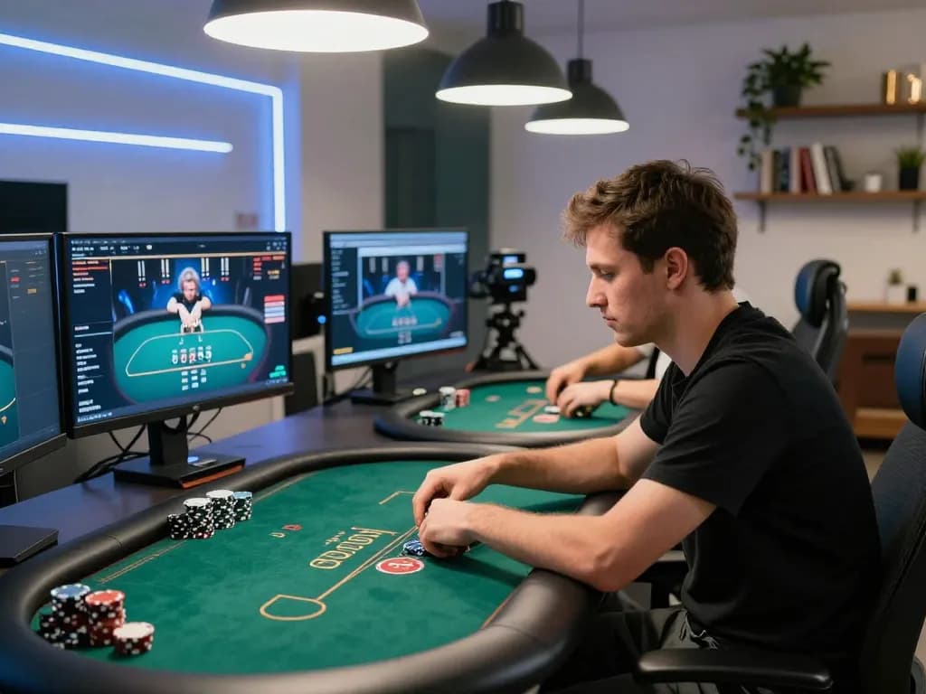 Experience intense online poker gameplay at 888NOW with a professional player at home.