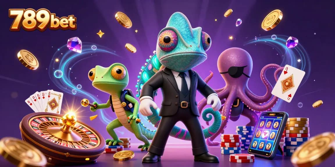 Experience thrilling gameplay at 789 bet with a vibrant illustration of casino characters and exciting game elements.