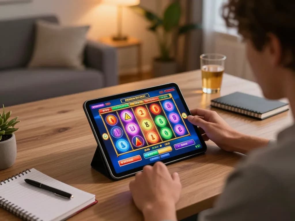 Engaged player enjoying slot games online at 88club in a cozy home setup