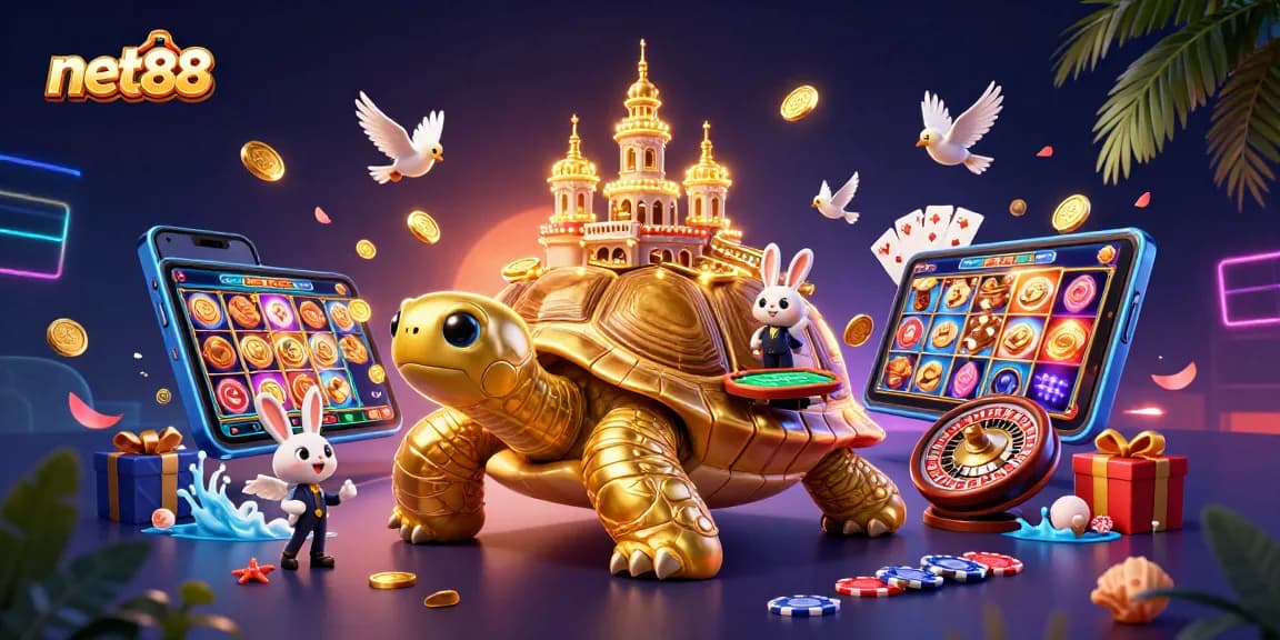Engage in thrilling gameplay at net88 with a vibrant casino scene, showcasing winning elements.