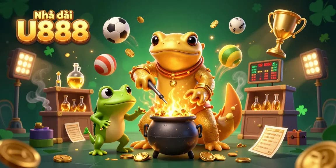 Experience thrills at Nhà cái U888 with a captivating 3D illustration of gold coin transmutation in action.