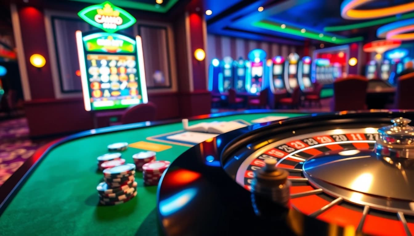 Engage with CM 88 at the exciting roulette table surrounded by vibrant poker chips in a luxurious casino.