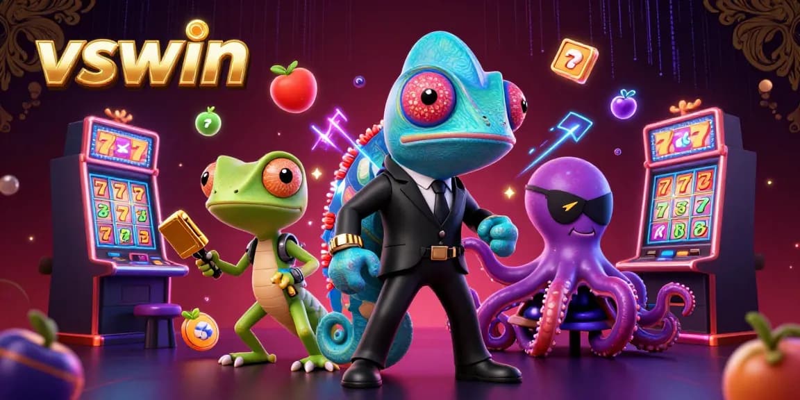Engage with vswin's dynamic gaming experience featuring cast of characters and exciting gambling elements.
