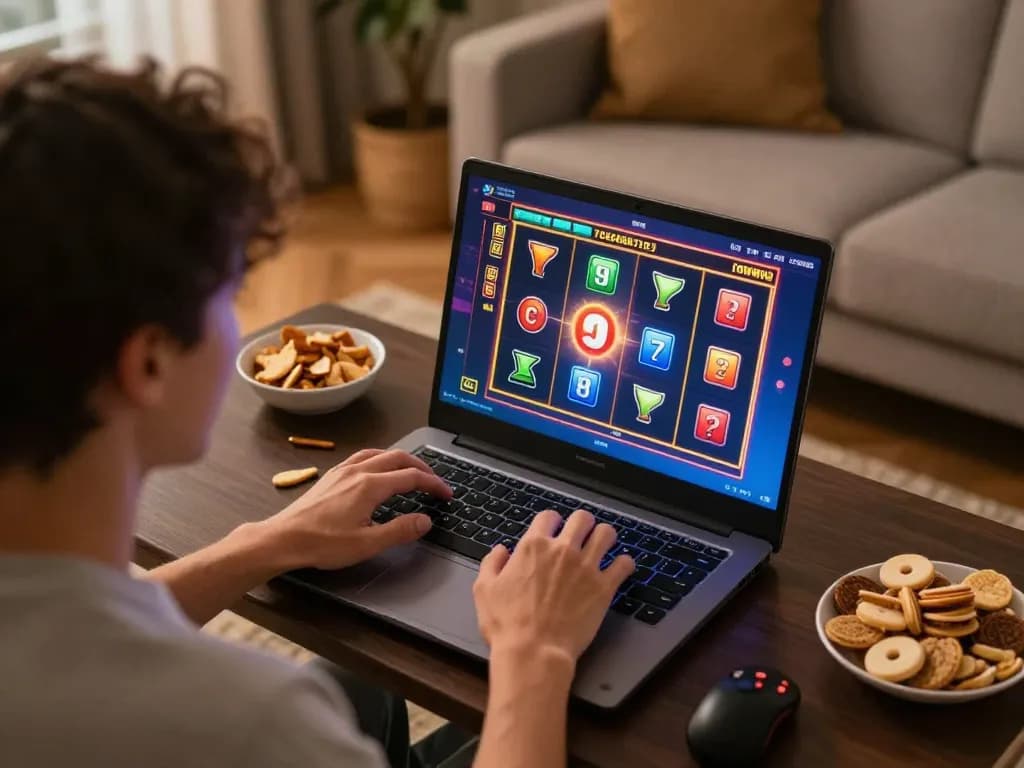 Engaging online gaming experience with agenslot188 slots displayed, showcasing a player's excitement.