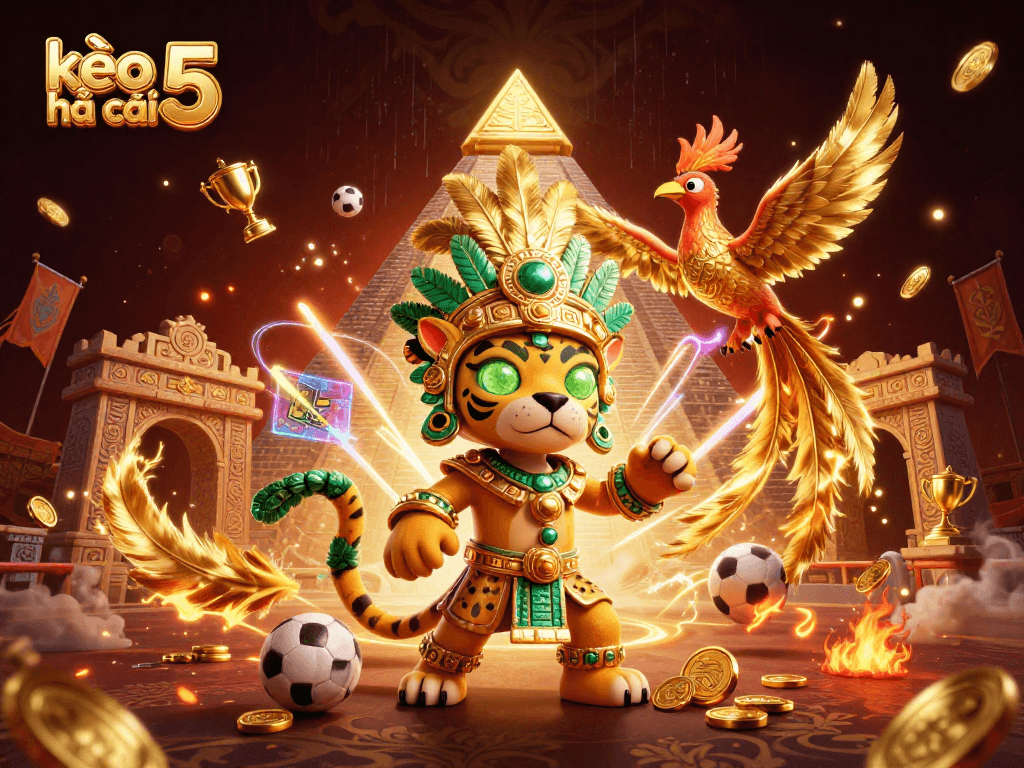 Experience thrilling sports betting with kèo nhà cái 5 showcased in a vibrant 3D scene.