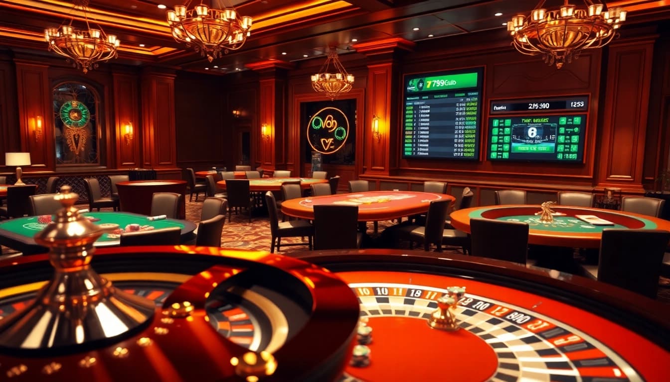Experience the excitement of 789club with vibrant gambling action at a luxurious casino.