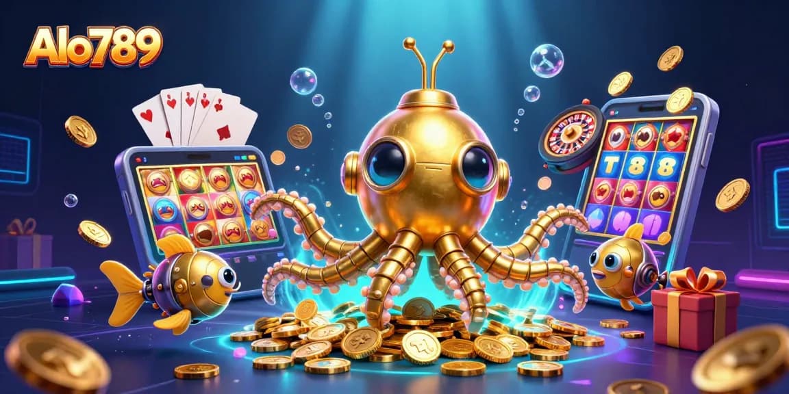 Alo789 invites players to enjoy an engaging casino experience with golden coins and vibrant gaming elements.