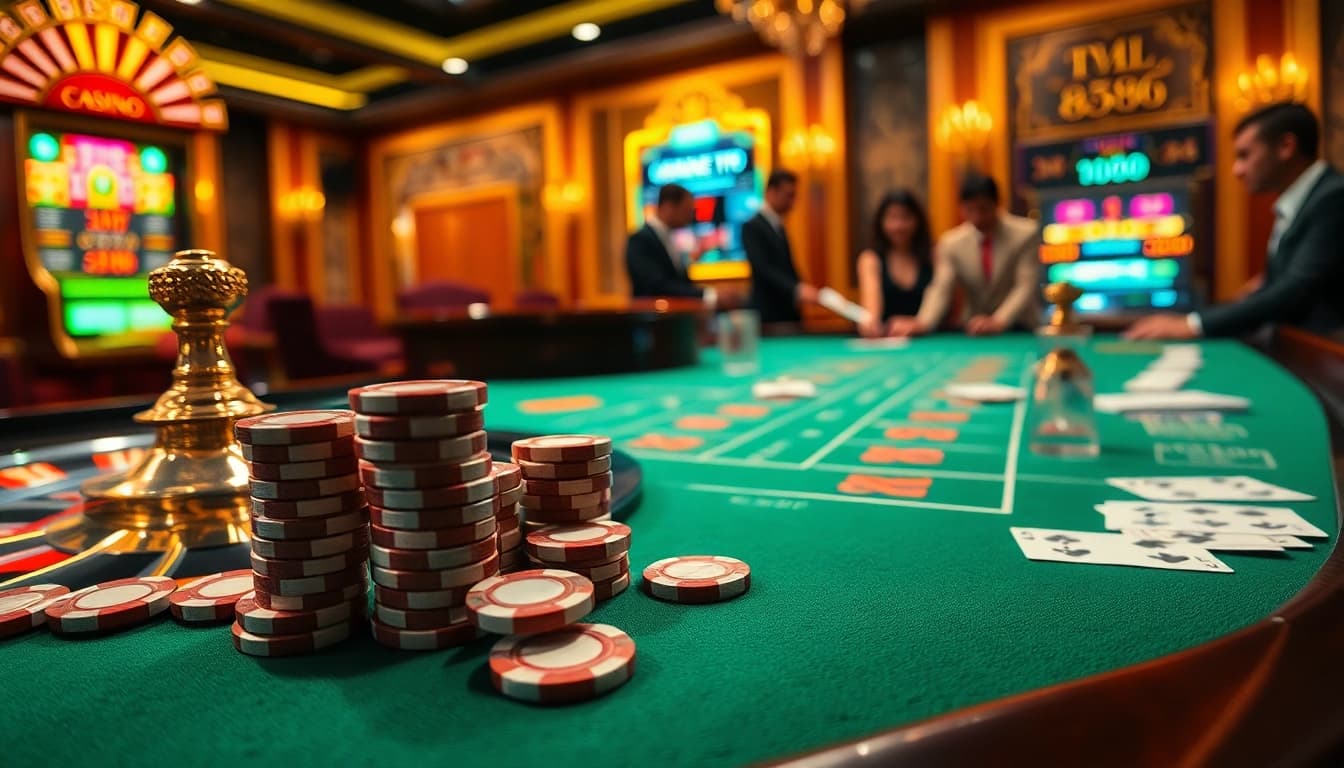 Experience the excitement at OK 8386 with vibrant casino tables and thrilling gameplay.