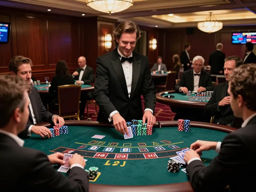 Players engaging in thrilling blackjack at the 33WIN casino, with vibrant ambiance and strategic gameplay.