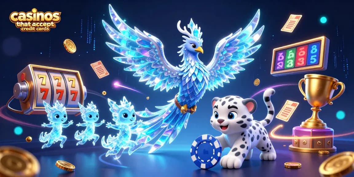 Play thrilling games in casinos that accept credit cards with an enchanting 3D scene of ice characters and casino elements.