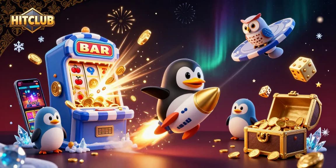 Engage with HITCLUB's thrilling golden penguin adventure through vibrant casino worlds!