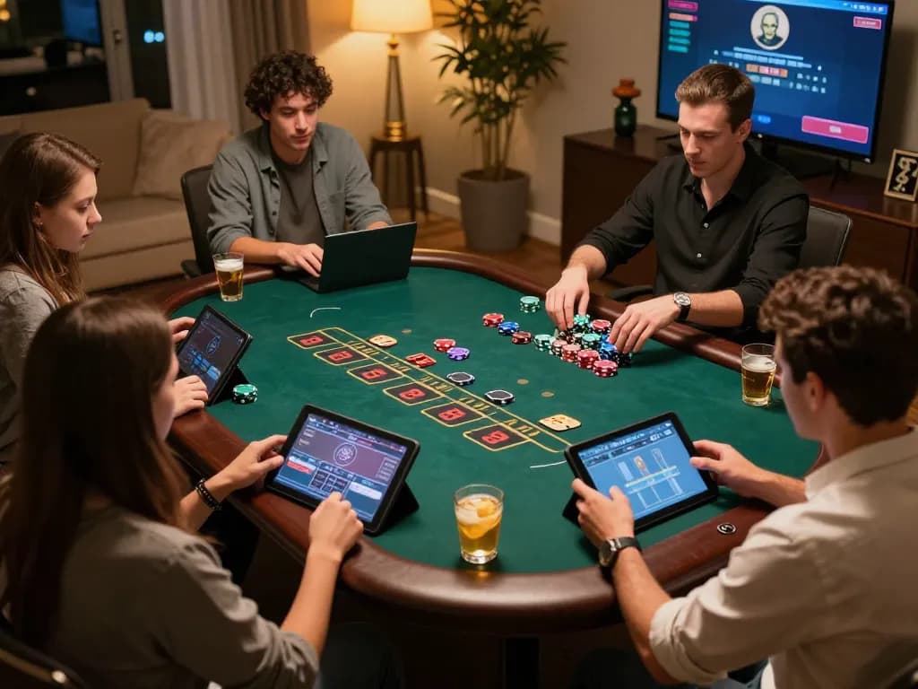 Players enjoying an exciting online blackjack game at ww88aw from home, engaged in gameplay and strategy.