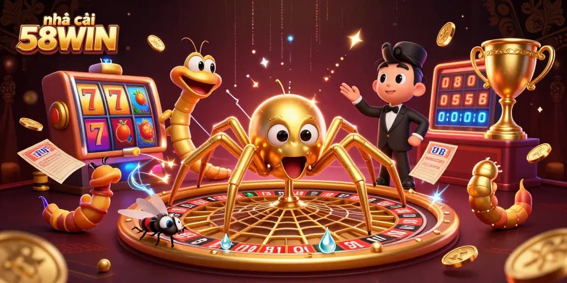 Experience the thrill at nhà cái 58WIN with an exciting roulette wheel illustration.