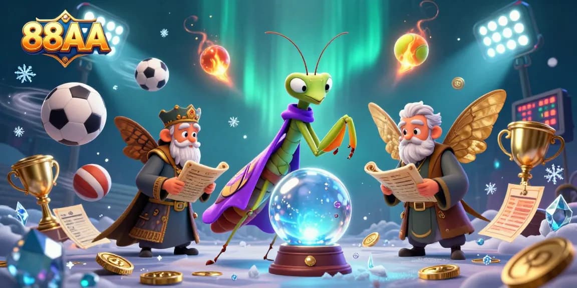 Experience the thrill of gambling with 88AA's dynamic gaming scene featuring mystical characters and sports elements.