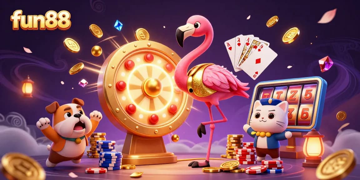 Spin and win at fun88 with an exciting game show scene featuring vibrant casino elements.