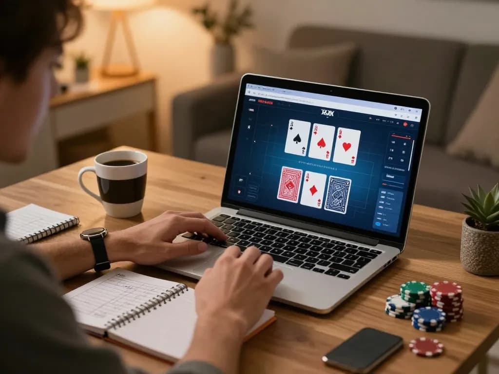The player enjoys a strategic session on 789win while using a laptop at home.