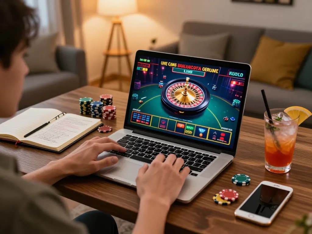 Player using HITCLUB for online casino gaming with vibrant roulette wheel display