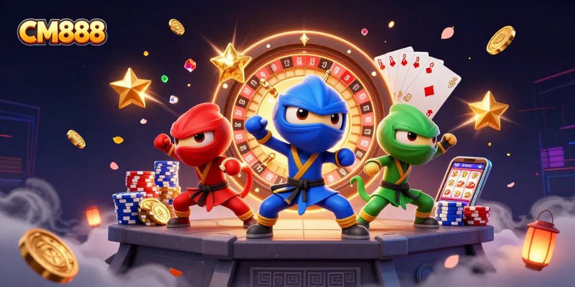 Experience thrilling gameplay at CM888 with dynamic ninja chameleons amidst sparkling casino riches.