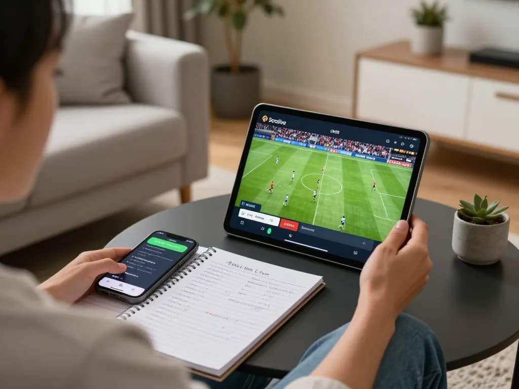 Socolive user enjoying online soccer streaming during a cozy home gaming session.
