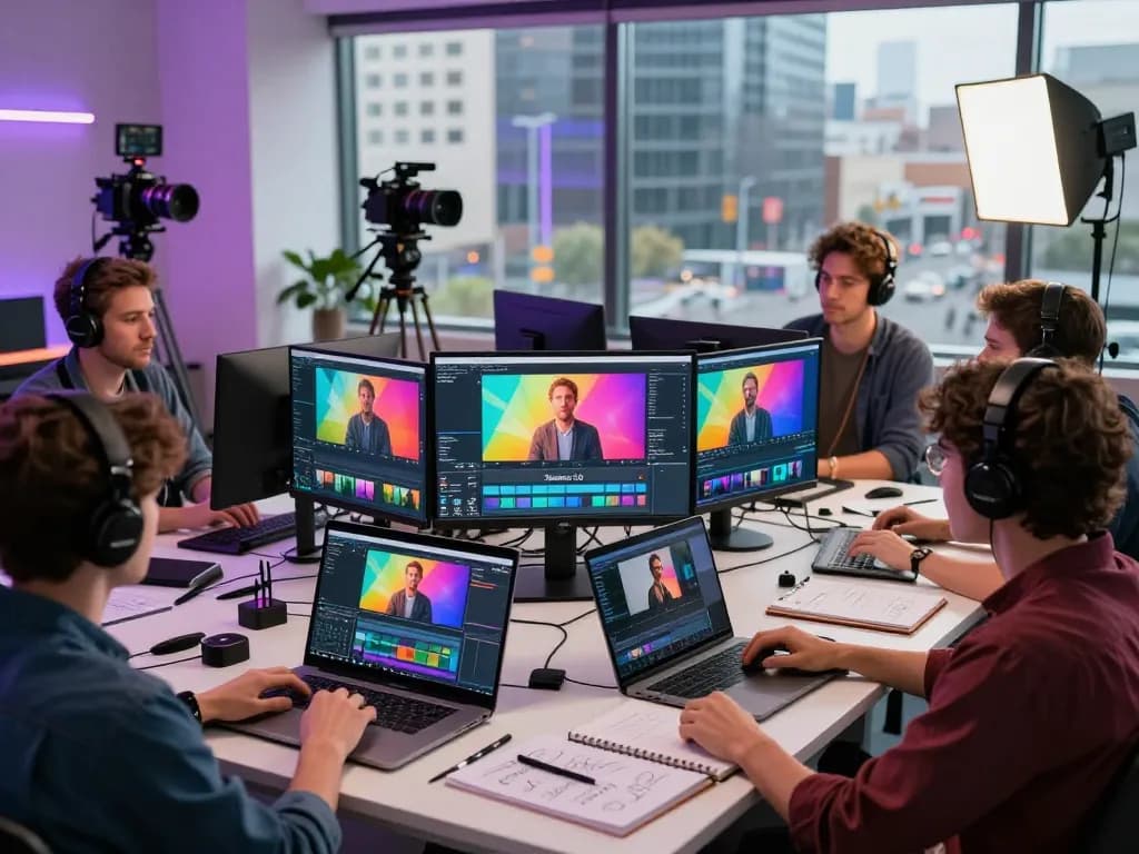 Creating stunning videos with ai seedance 2.0 in a collaborative studio atmosphere.