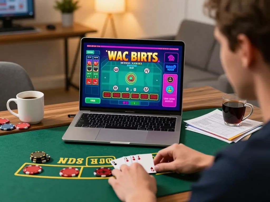 FLY88 player making strategic bets in an engaging online blackjack game at home