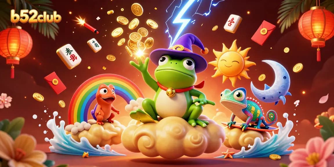 Experience winning excitement with b52club in a vibrant casino-themed illustration.