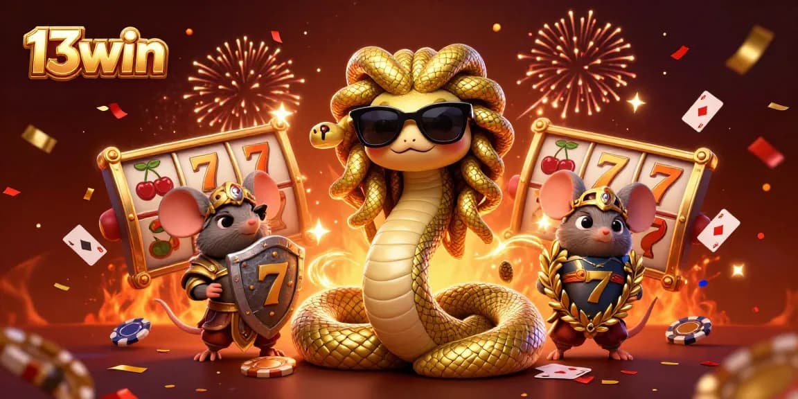 Engage with 13win's vibrant casino world featuring fun characters and slot games.