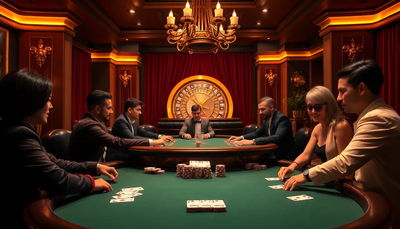 Experience the thrilling excitement of gambling at a sunwin poker table with professional players in action.