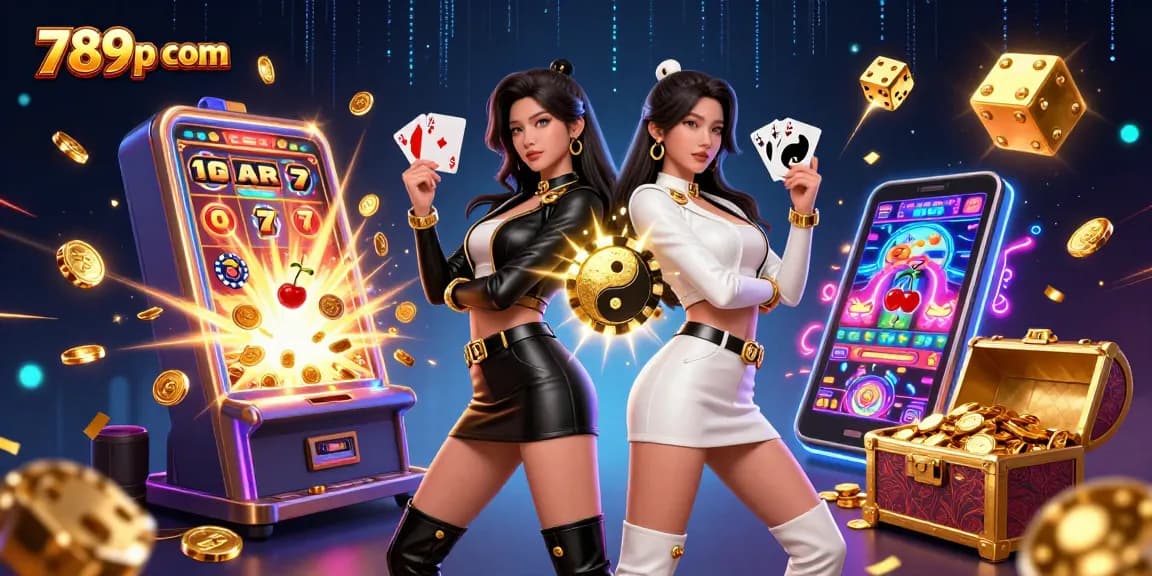 Engage with 789p com in a vibrant casino scene featuring dynamic gambling elements and Asian characters.