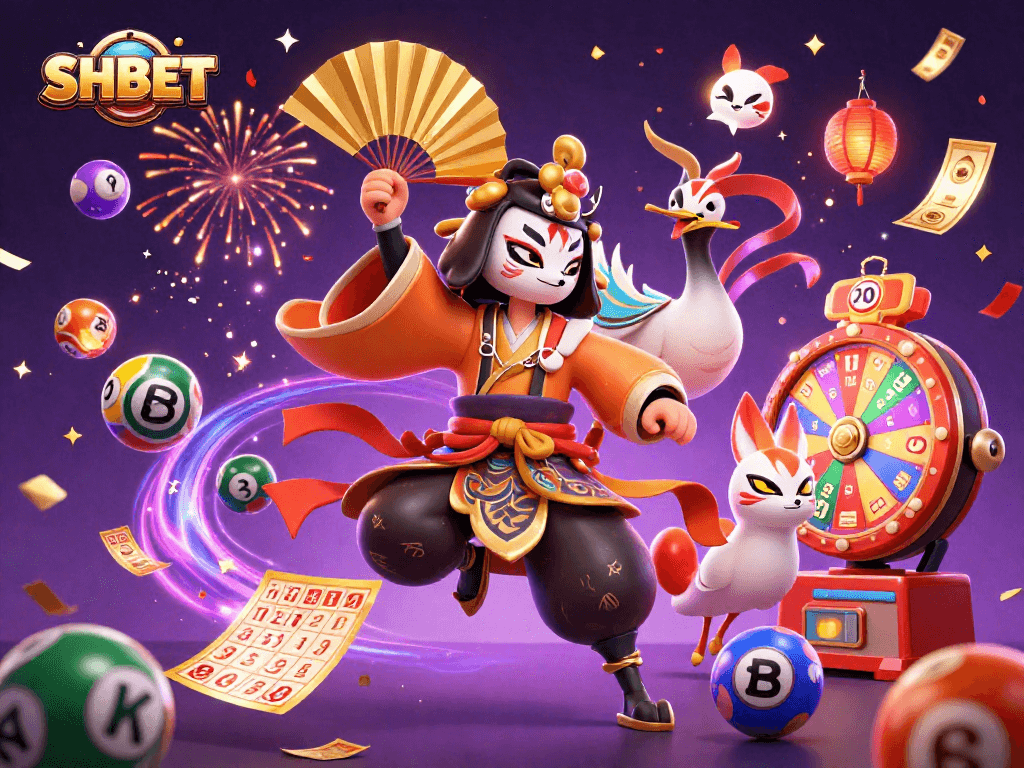 Experience the thrill of SHBET with vibrant lottery elements and interactive characters for immersive gaming.