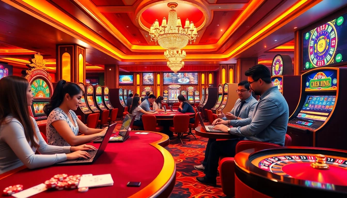 A thrilling online gambling experience featuring the Alo789 Link with vibrant casino elements.