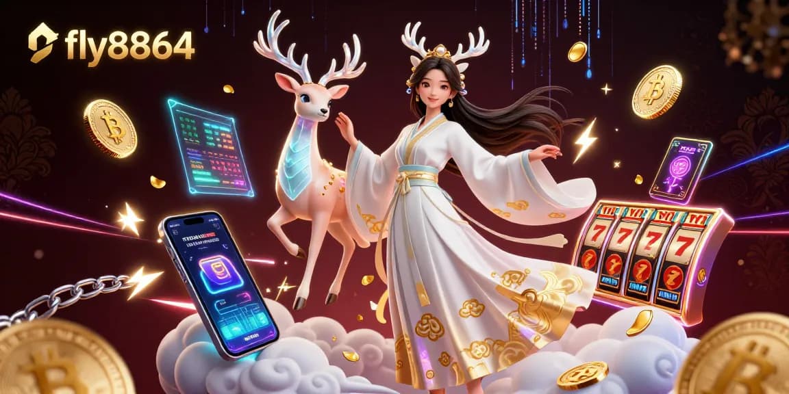 Experience winning with fly8864's vibrant 3D casino illustration featuring immersive slot games