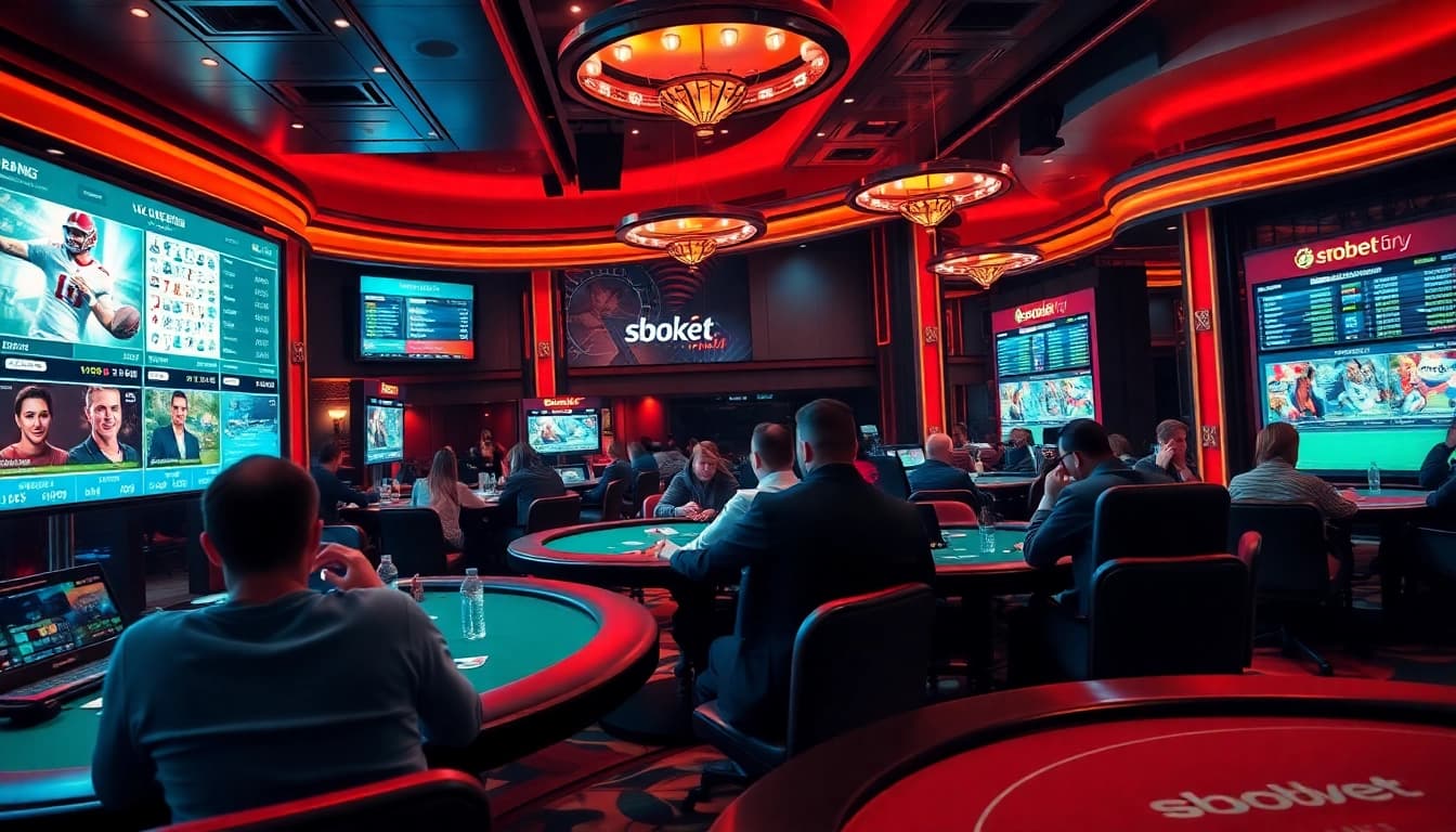 SboBet.dance showcases an immersive, vibrant online casino experience with players engaged in exciting betting activities.