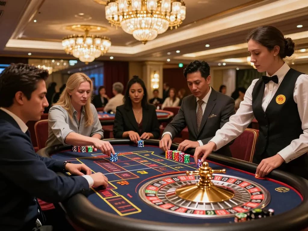 Experience the thrill of roulette at xi88 casino, with players placing bets as the wheel spins.
