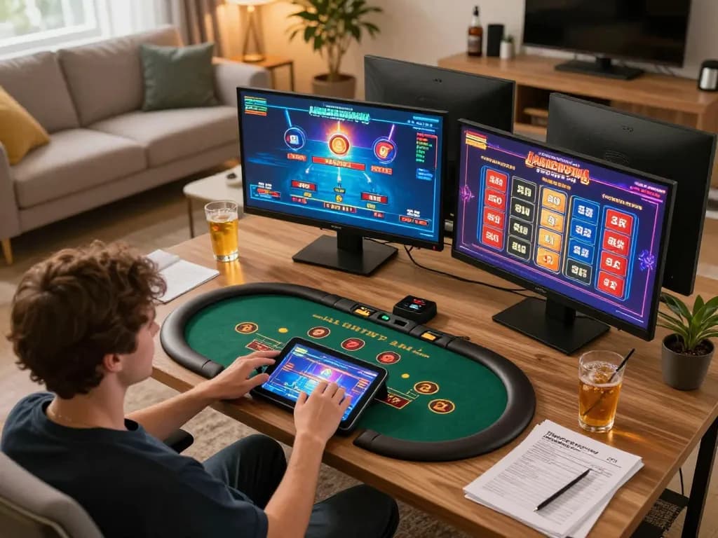 Engaging with Go88 casino app on tablet while enjoying a cozy home setting.