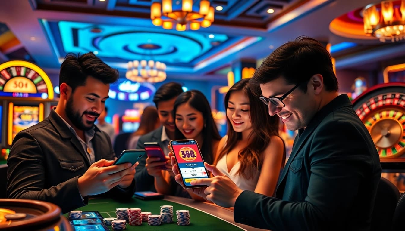 Players enjoy the excitement of online gambling with the app - đăng ký nhận 58k promotion, featuring vibrant casino elements.
