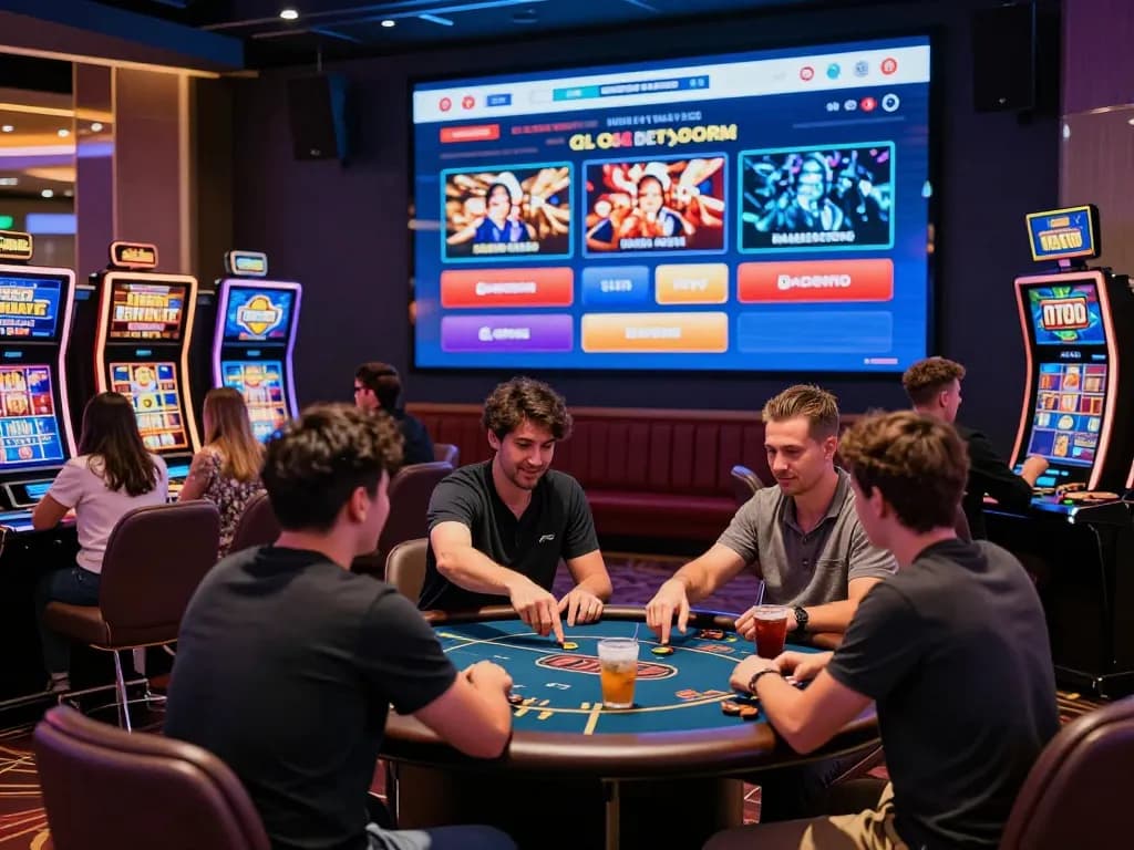 Exciting gaming experience at TK88 casino platform, showcasing players and vibrant games.