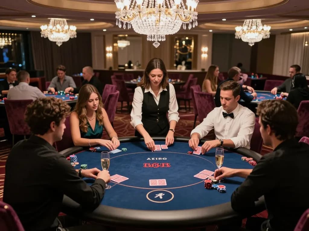 Engaged players at Go8's exclusive poker game, showcasing excitement and strategy