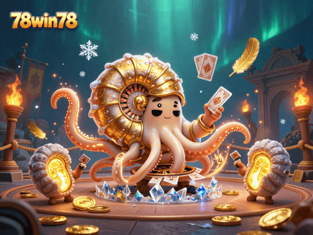 Experience the excitement of gambling with 78win78, featuring a giant nautilus casino scene.