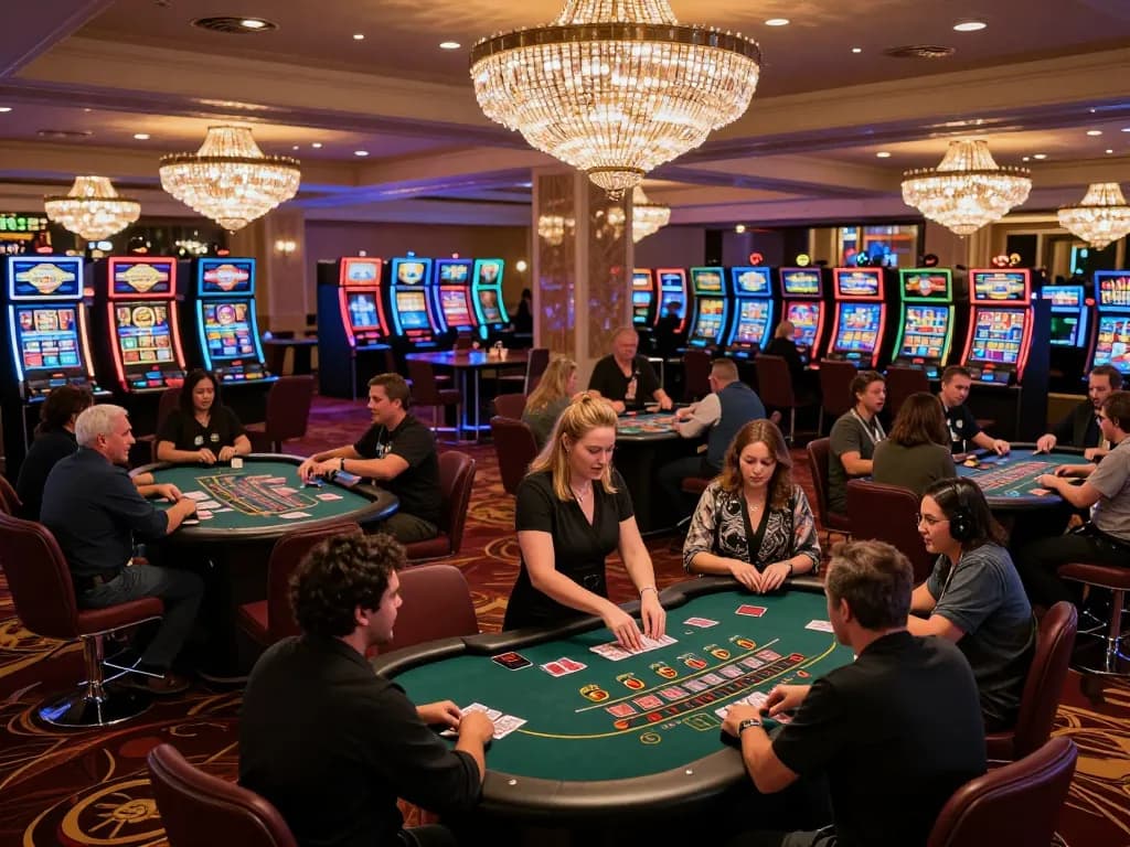 Ricbet casino blackjack tables in lively gameplay atmosphere, players engaged in strategic bets.