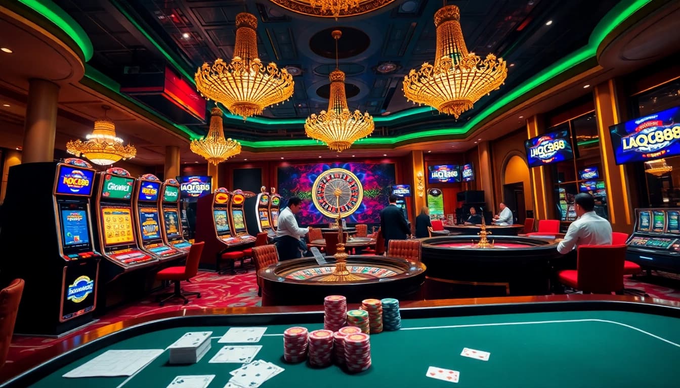 Experience the excitement of the casino with the latest QQ88 link in a vibrant, upscale setting.