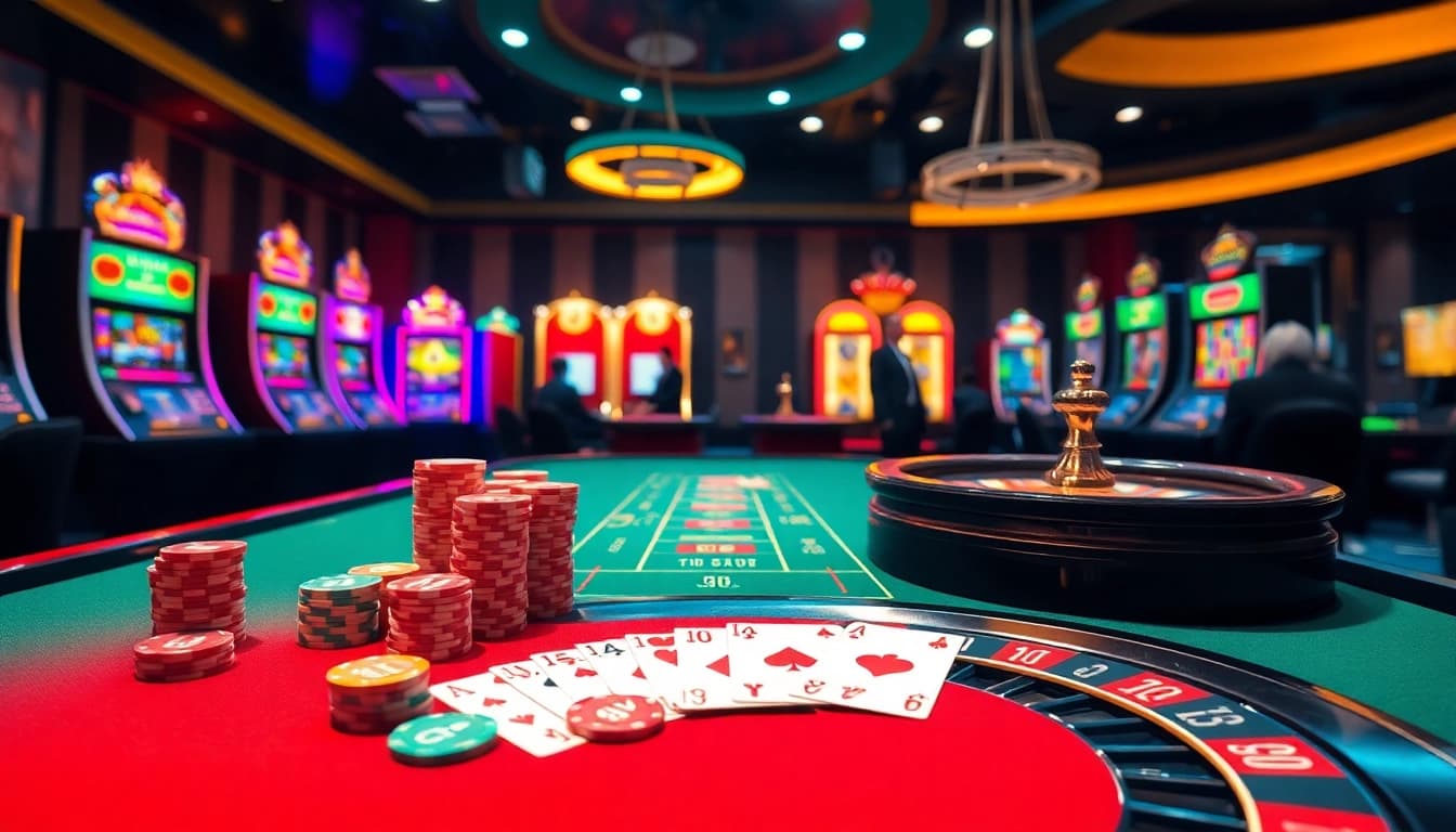 Experience the thrill of betting at https://xx88.moe/ with vibrant casino tables and sparkling gaming elements.