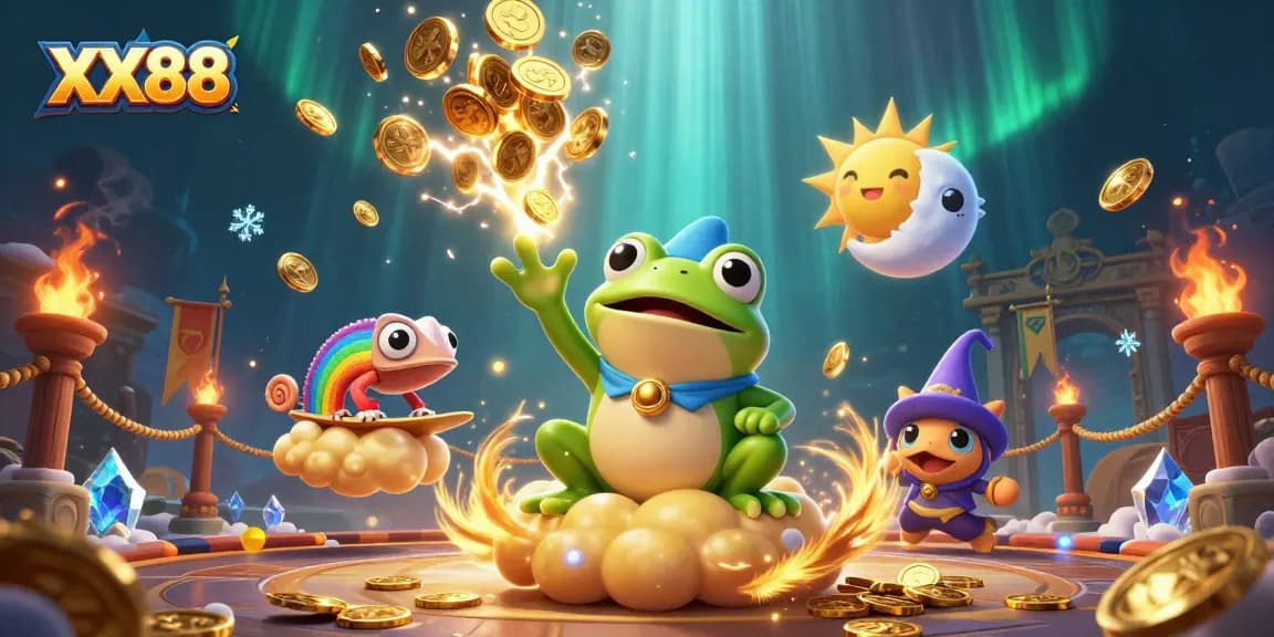 Experience the thrill of winning at XX88 with a vibrant 3D casino adventure and golden coins.