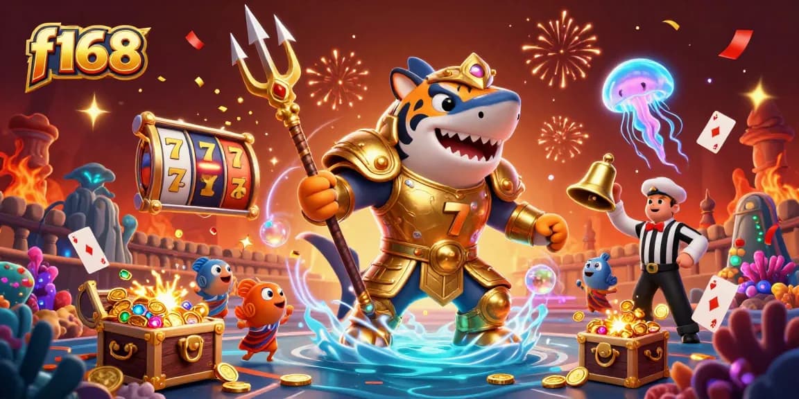 Experience the excitement of f168 with a 3D tournament scene celebrating a jackpot win in an underwater casino world.
