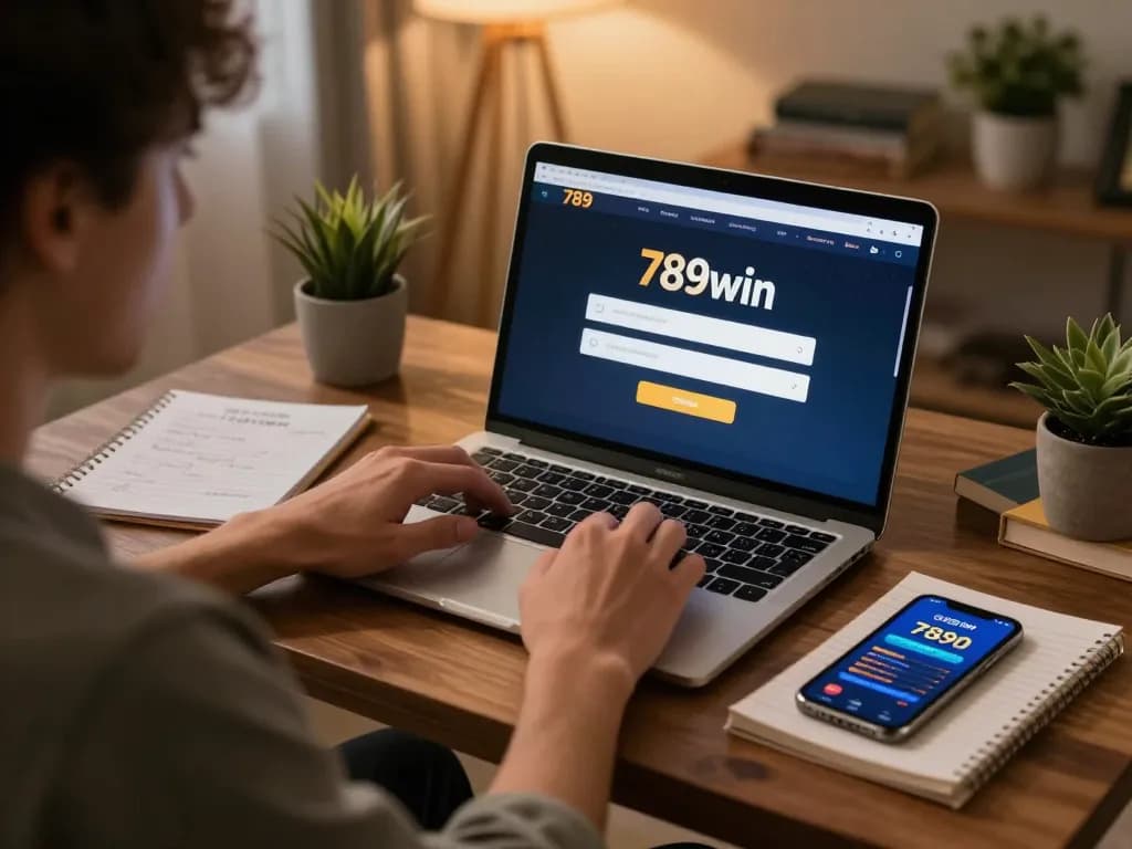 Engaging in online gaming at home with 789win đăng nhập on screen, showcasing a cozy and strategic gambling setup.